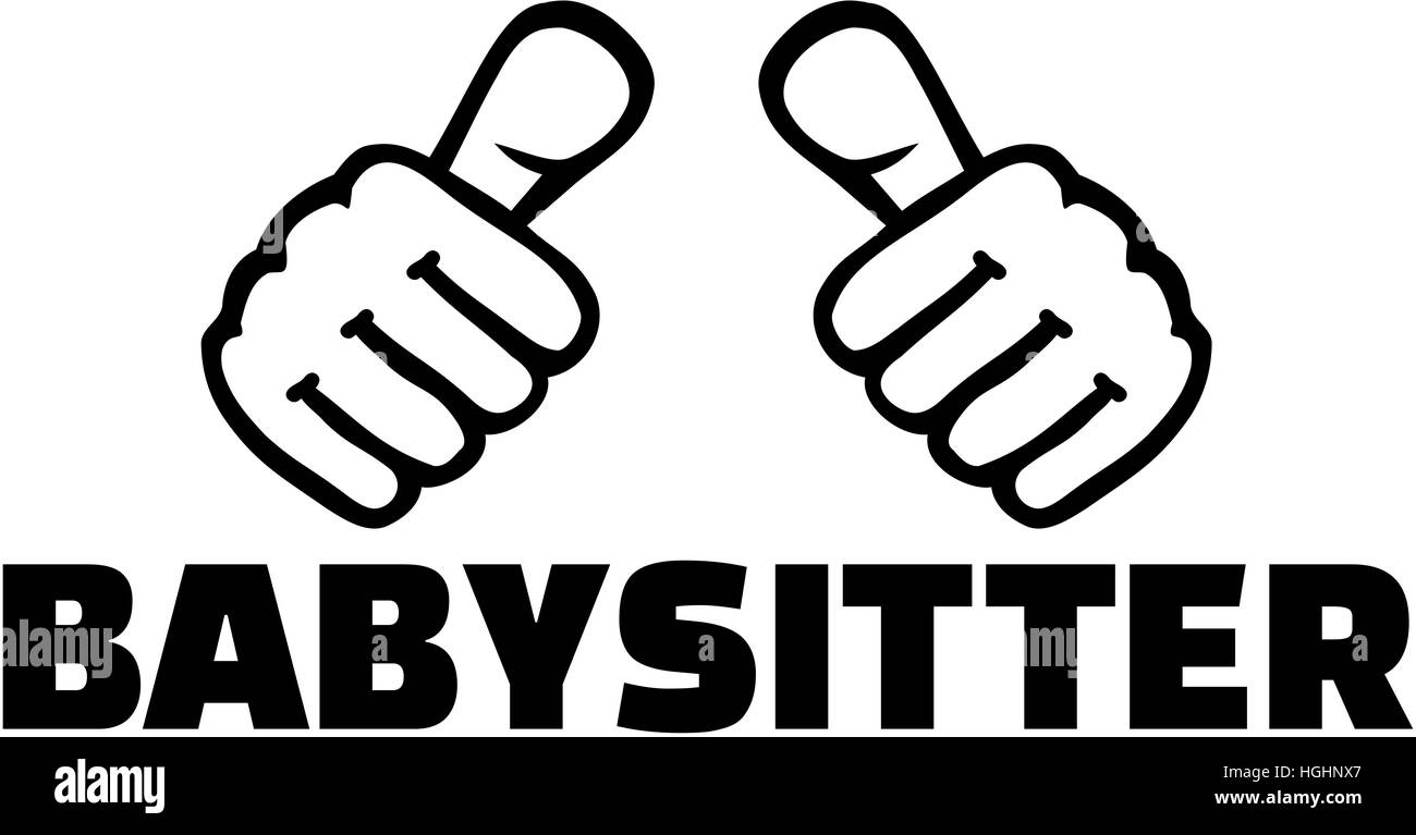 Baby-sitter avec thumbs Banque D'Images