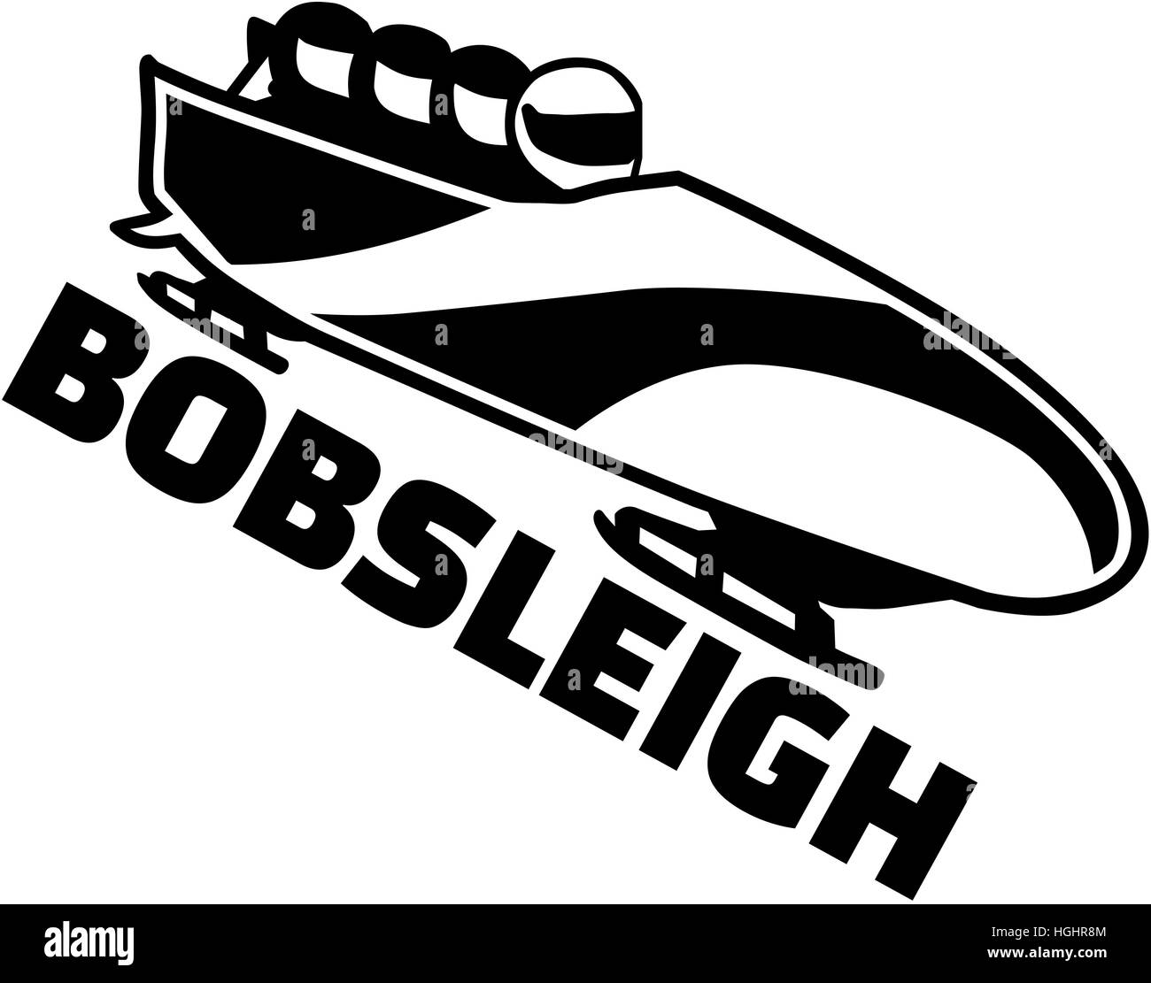 L'équipe de Bobsleigh Bobsleigh avec word et Banque D'Images