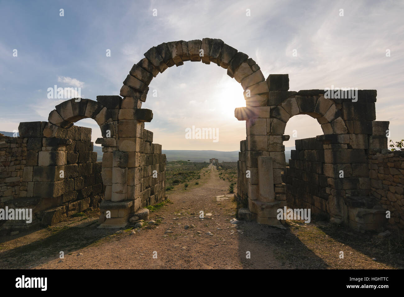 Tingis Gate, Volubilis, Maroc Banque D'Images