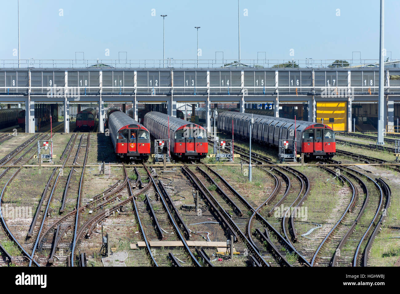 Northfields Underground Train Depot, Northfields, London Borough of Ealing, Greater London, Angleterre, Royaume-Uni Banque D'Images