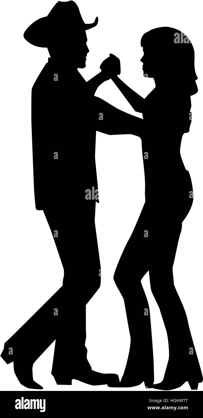 Country Dancing couple silhouette Banque D'Images