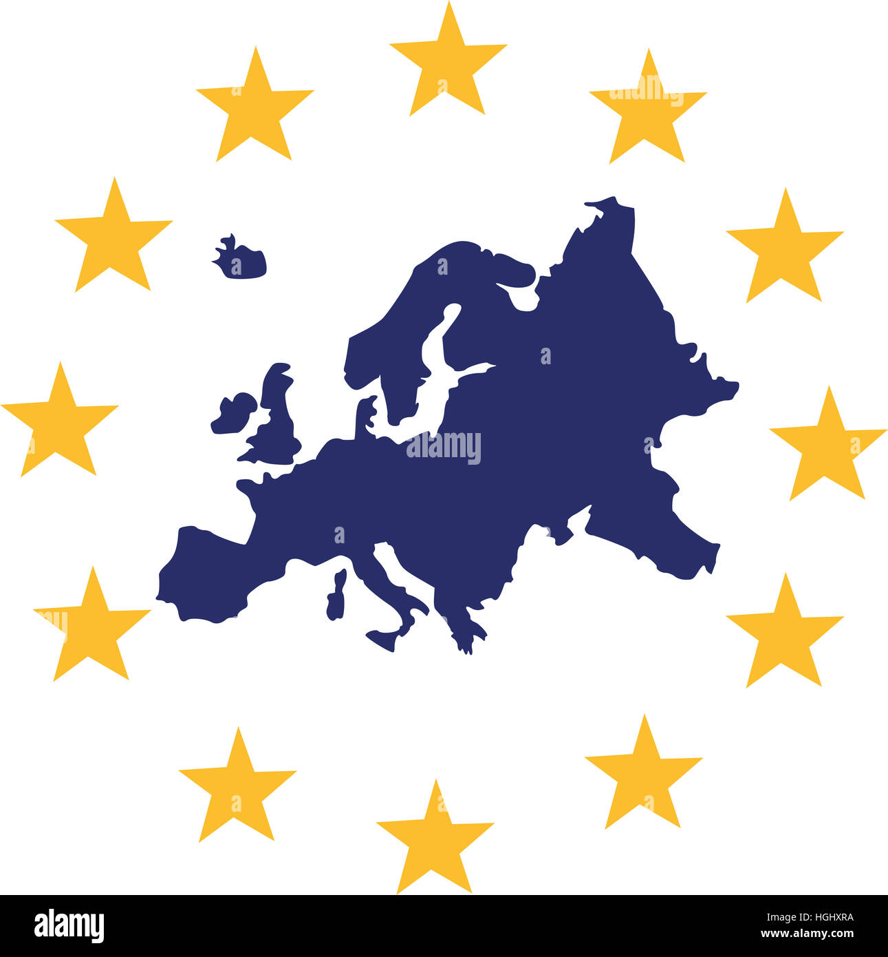 Carte de l'Europe avec european stars Banque D'Images
