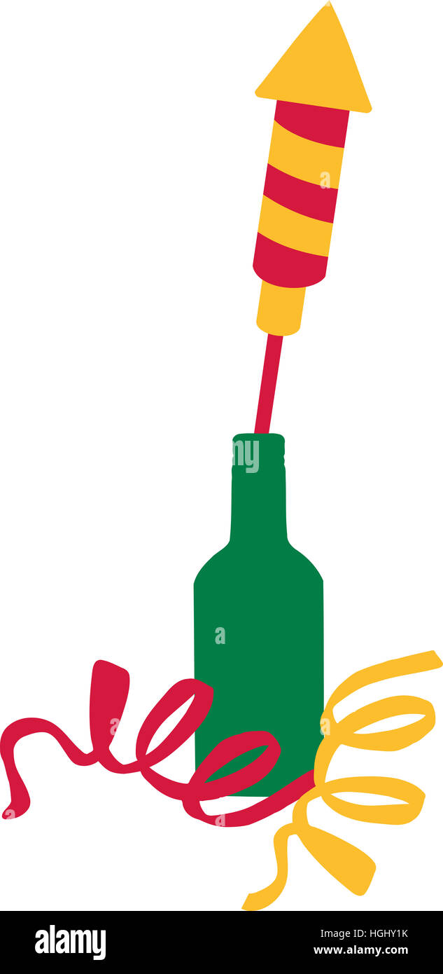 Fusée d'artifice du Nouvel an dans une bouteille Banque D'Images