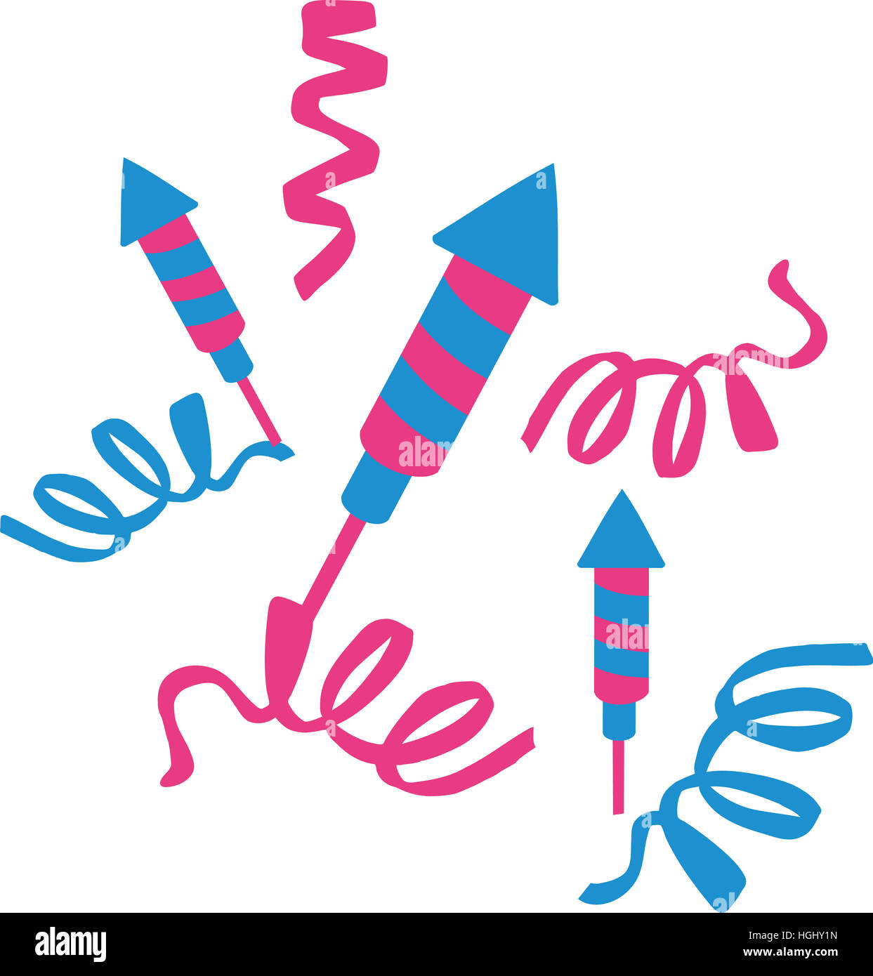 New Years Eve party - fusées d'artifice et banderoles Banque D'Images