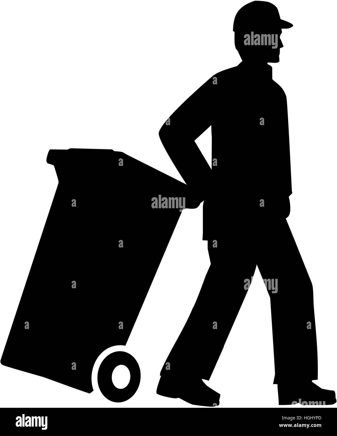 Éboueur avec ben silhouette Banque D'Images