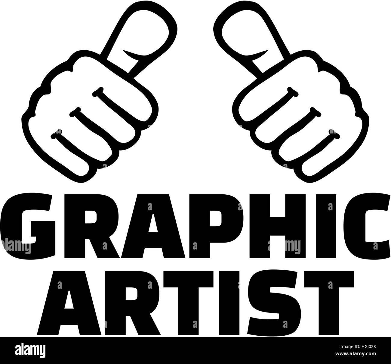 Artiste graphique avec thumbs Banque D'Images