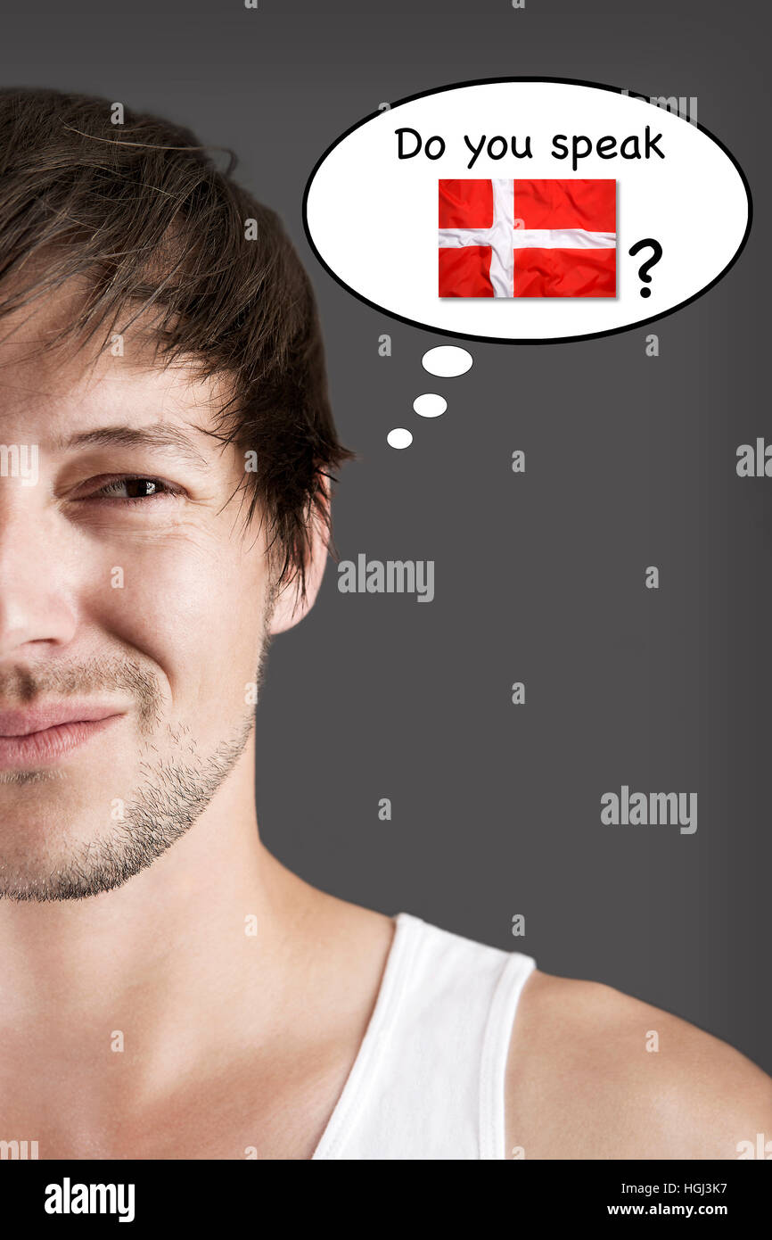 Handsome student, avez-vous parler le danois ? Banque D'Images