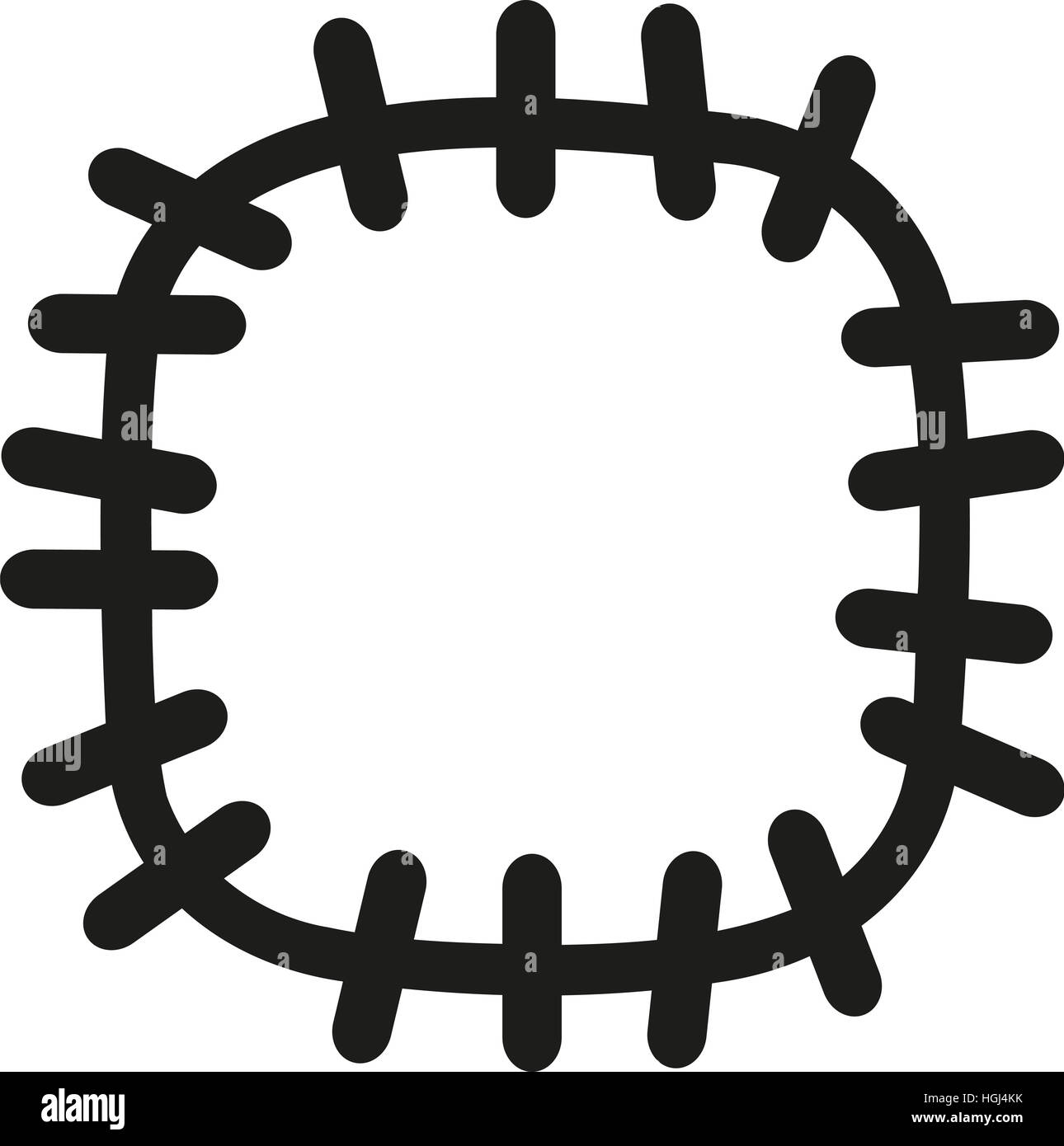 Patch avec de grands points de suture Banque D'Images