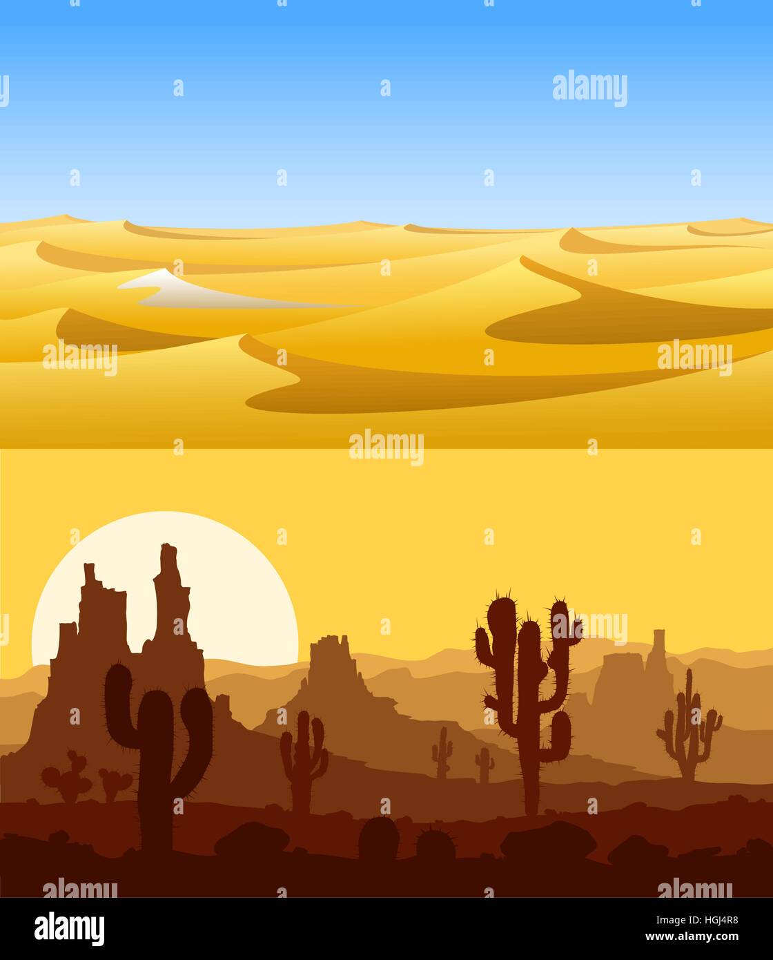 Paysages désertiques vector set. Illustration de Vecteur