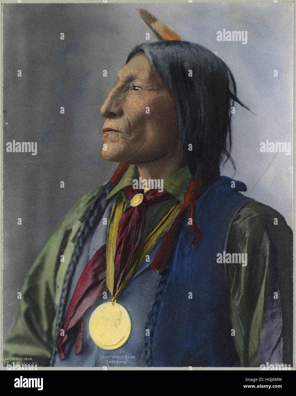 Chef Loup Robe, Cheyenne - 1898 Indian Congress - Photo : Frank A. Rinehart Banque D'Images