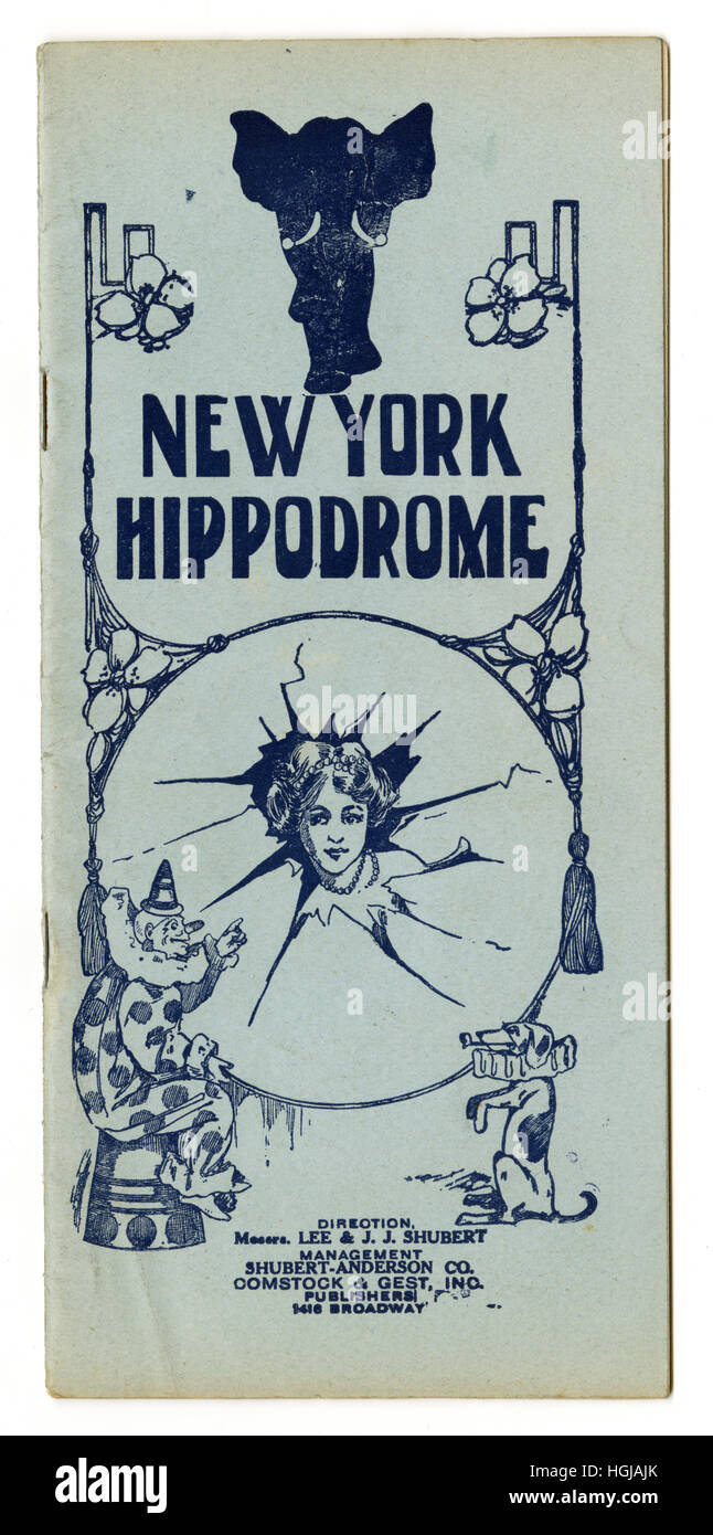 Théâtre Antique programme depuis le New York l'Hippodrome, la semaine du 1 janvier 1912, dans la ville de New York. Banque D'Images