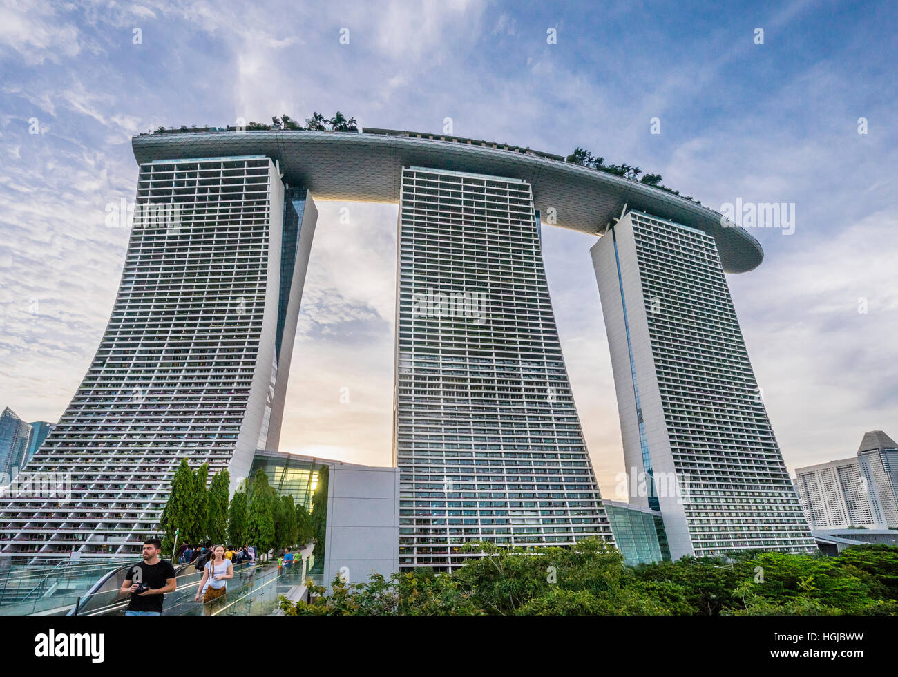 Singapour, Marina Bay Sands Resort et skypark Banque D'Images