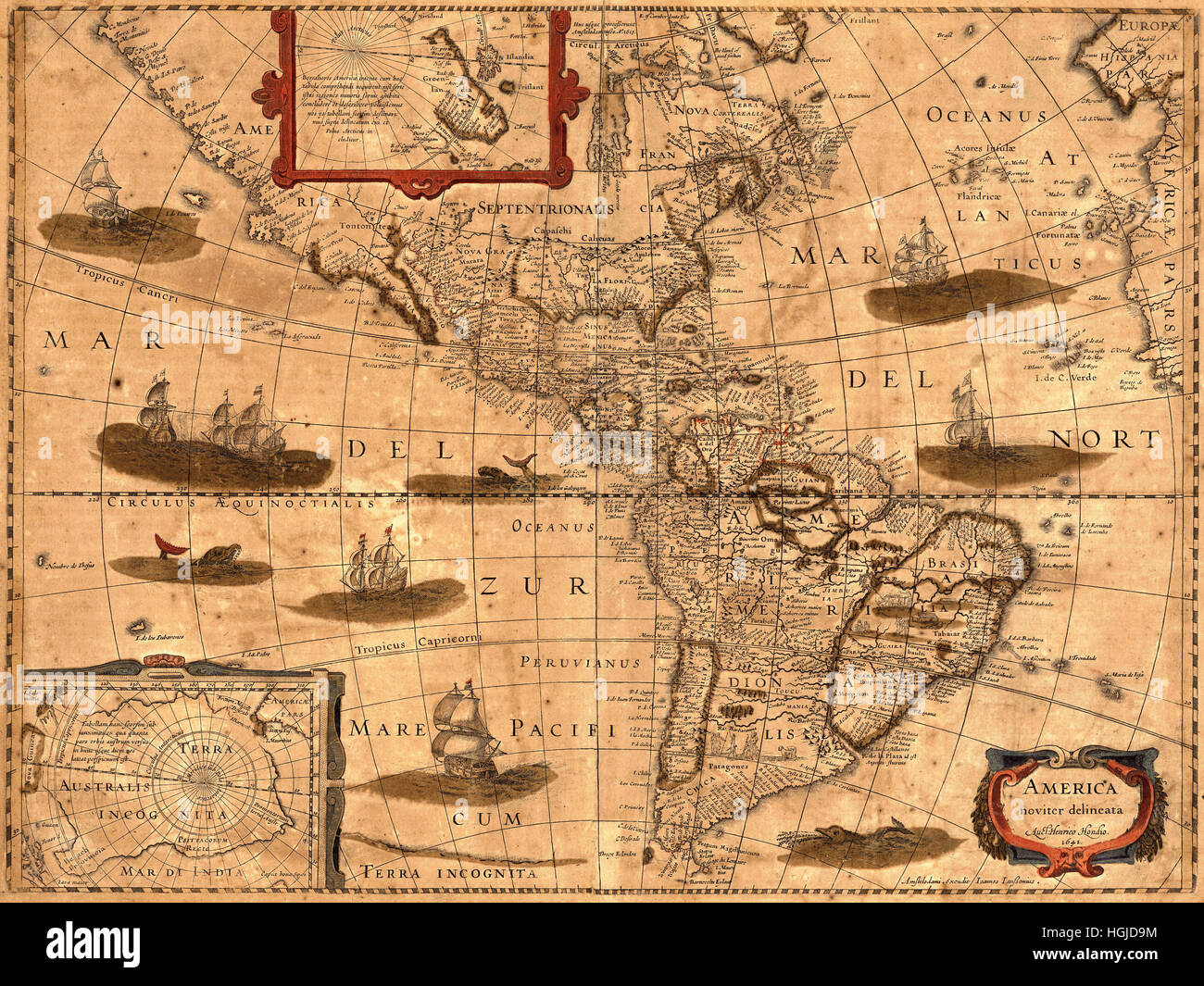 Carte de l'Amérique 1641 Banque D'Images