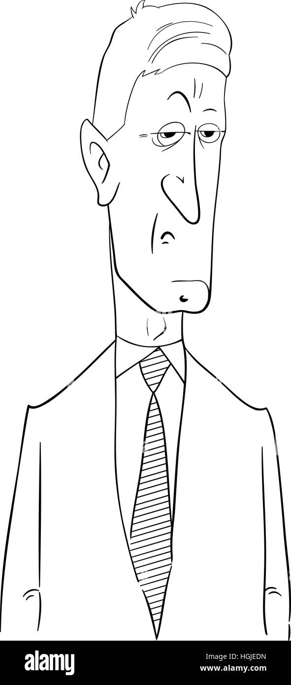 Cartoon noir et blanc Illustration de politicien ou d'un businessman Character Illustration de Vecteur