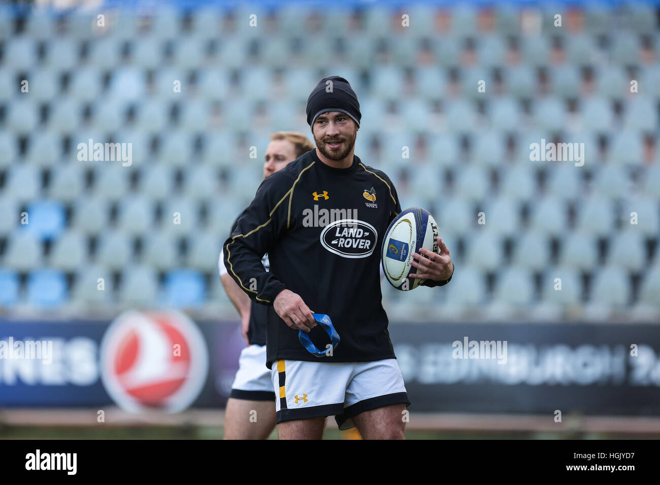Parme, Italie. 22 janvier, 2017. London Wasps' fly moitié Danny Cipriani dans l'échauffement du match contre Zèbre en Coupe des Champions de l'incident enregistrées © Massimiliano Carnabuci/Alamy news Banque D'Images