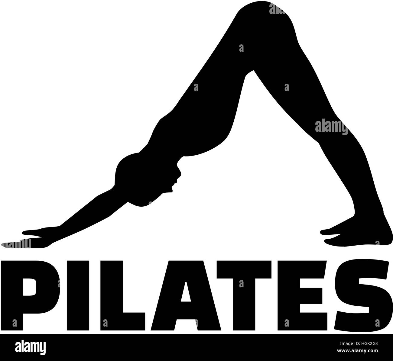 Silhouette Pilates avec word Banque D'Images
