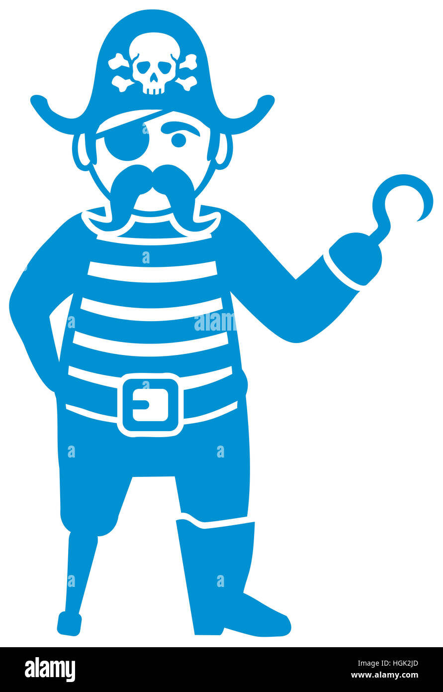 Cartoon style pirate avec crochet et cache-oeil Banque D'Images