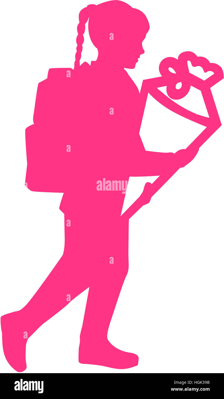 Élève. Fille avec cône de l'école. Banque D'Images