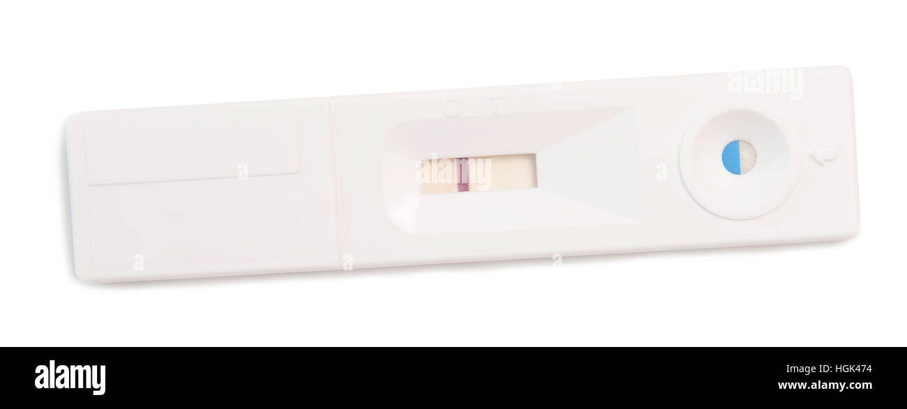 Test de grossesse isolé sur fond blanc Banque D'Images