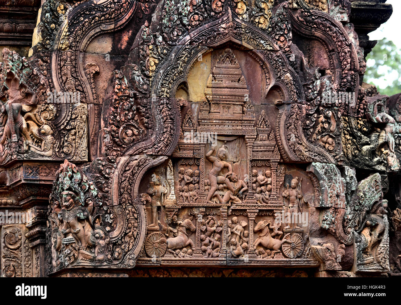 Banteay Srei temple cambodgien Srey - 10ème siècle temple hindou dédié à Shiva. Siem Reap, Cambodge Angkor ( différentes capitales complexe archéologique empire Khmer 9-15ème siècle ) Banque D'Images