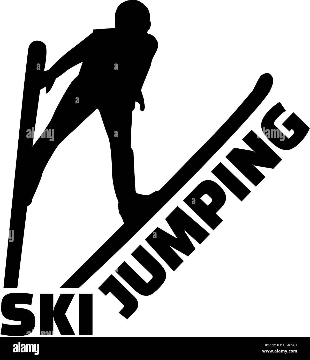 Le saut à ski d'ossature avec word Banque D'Images