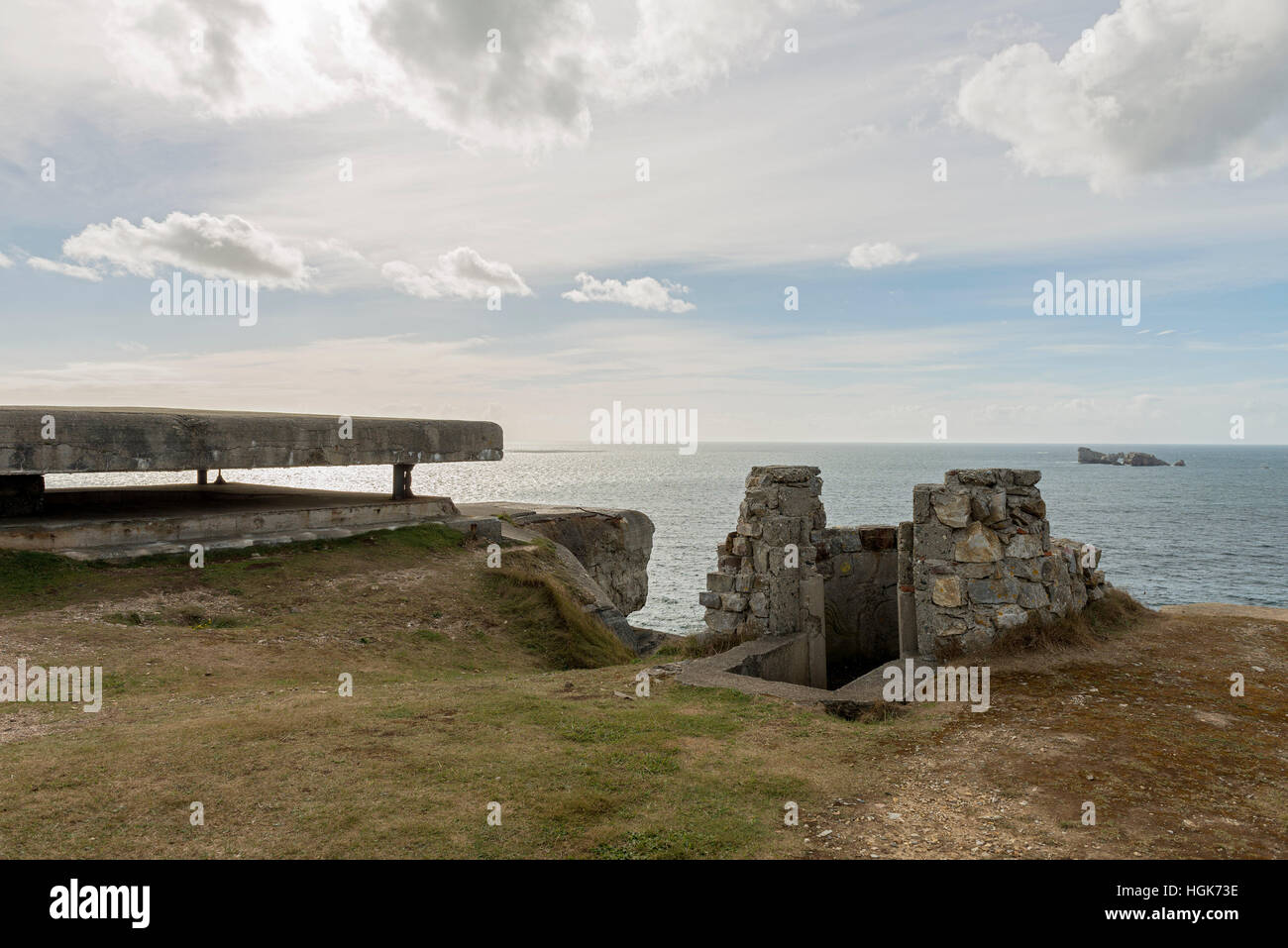 Les bunkers allemands de la Seconde Guerre mondiale à Crozon, Bretagne, France Banque D'Images