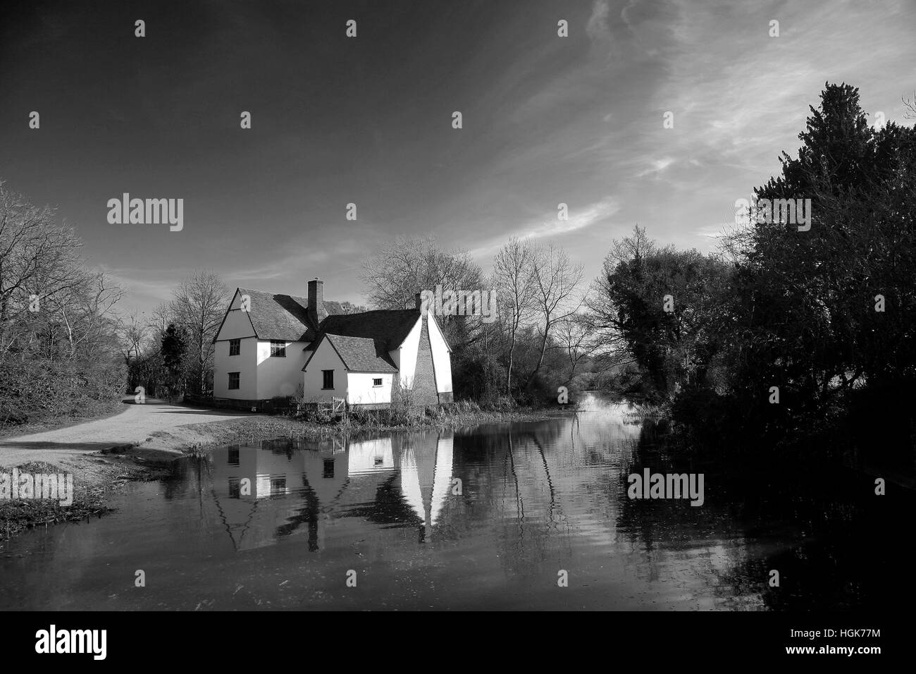 Willy Lotts Cottage, rivière Stour, Moulin de Flatford, comté de Suffolk, Angleterre Banque D'Images