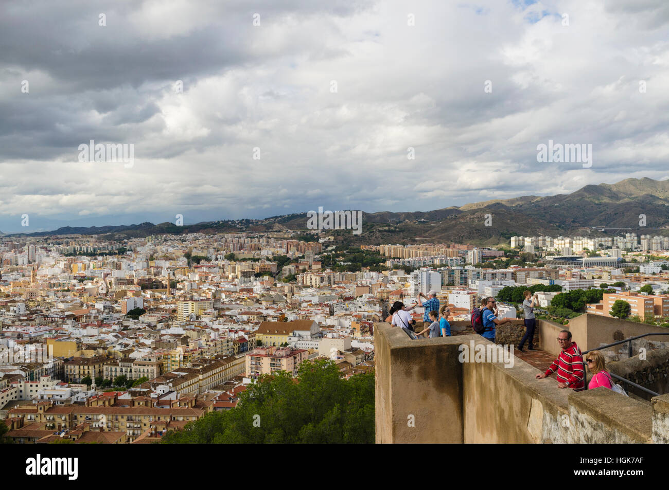 Château de Gibralfaro et aperçu de Malaga, Andalousie, Espagne Banque D'Images