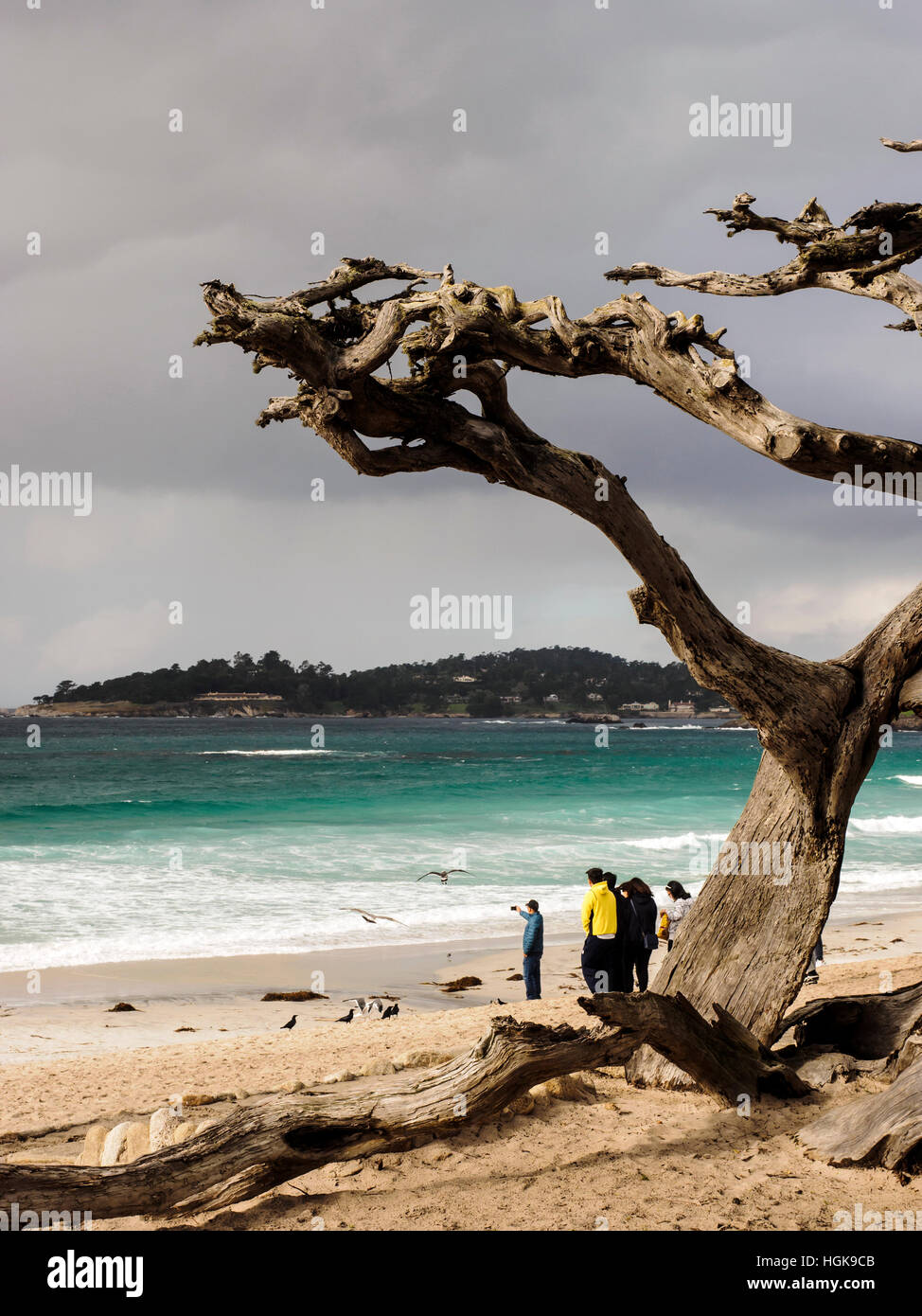 Un jour d'hiver avec l'arrivée d'une tempête - Carmel-by-the-Sea sur la péninsule de Monterey, en Californie. Banque D'Images Un jour d'hiver avec l'arrivée d'une tempête - Carmel-by-the-Sea sur la péninsule de Monterey, en Californie. Banque D'Images