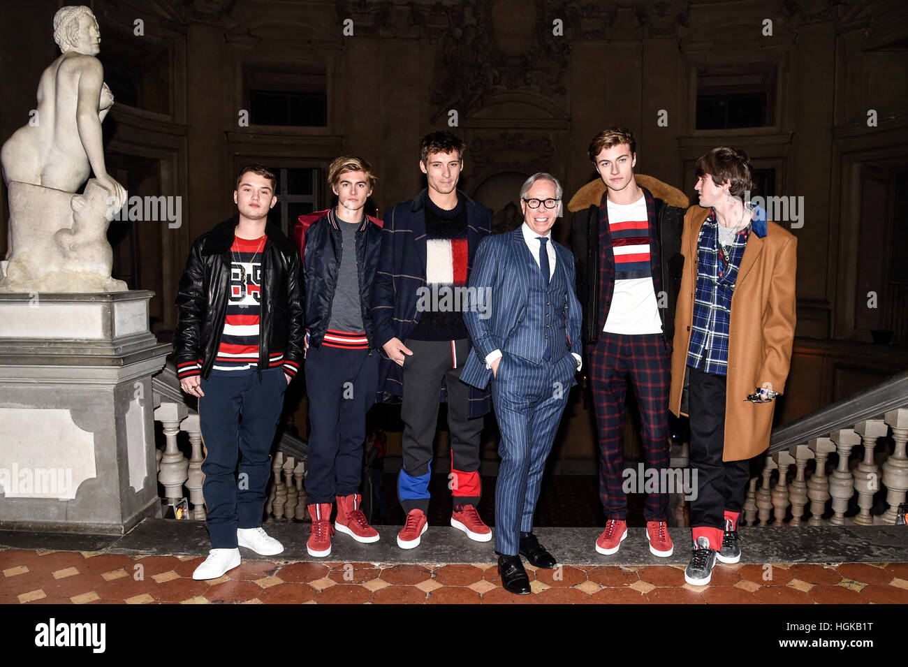 Firenze, Italie. 10 janvier, 2017. Tommy Hilfiger et les garçons Hilfiger  au cours de la présentation de l'automne 2017 Hilfiger edition collection à  Pitti Immagine Uomo 91 à Firenze, Italie. Credit :