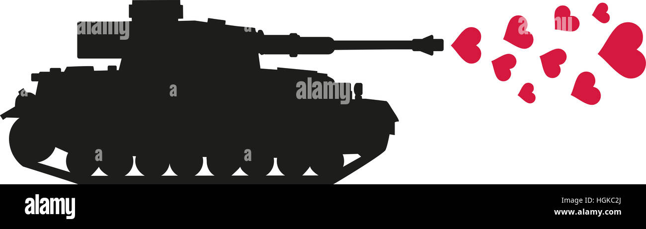 Tournage réservoir coeurs l'amour - pas de guerre Banque D'Images