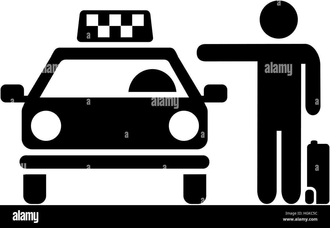 Attraper un taxi. Pictogramme Taxi Banque D'Images