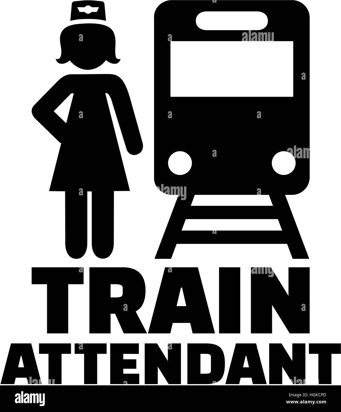 Accompagnateur de train avec l'icône de titre d'emploi Banque D'Images