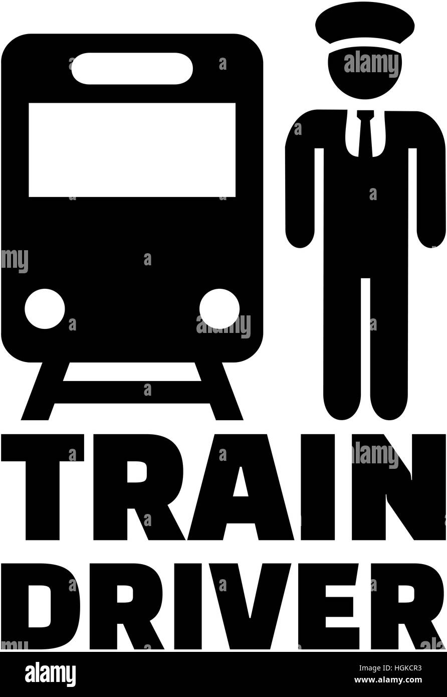 Conducteur de train avec l'icône de titre d'emploi Banque D'Images