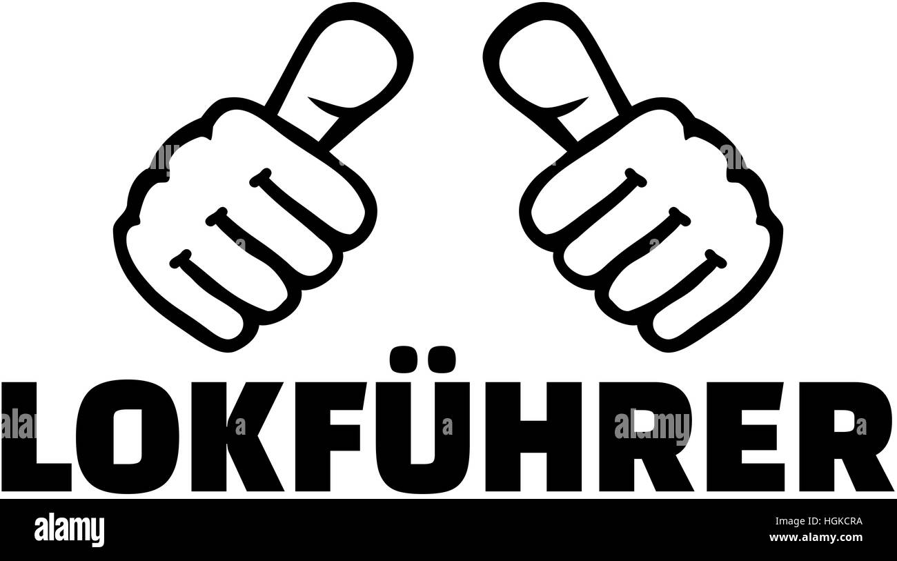 Conducteur de train avec les pouces. L'allemand T-shirt design. Banque D'Images