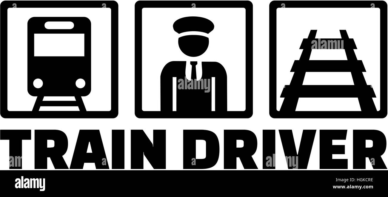 Icônes de conducteur de train avec titre de l'offre Banque D'Images