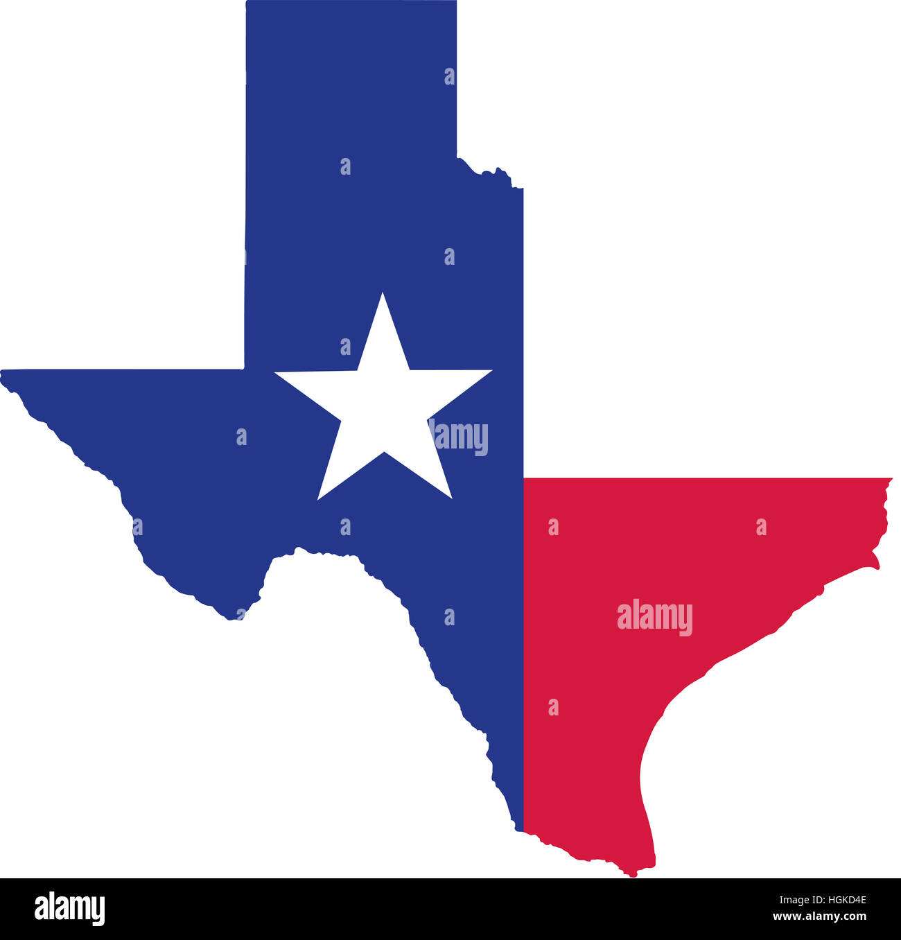 Carte de l'état du Texas avec drapeau Banque D'Images