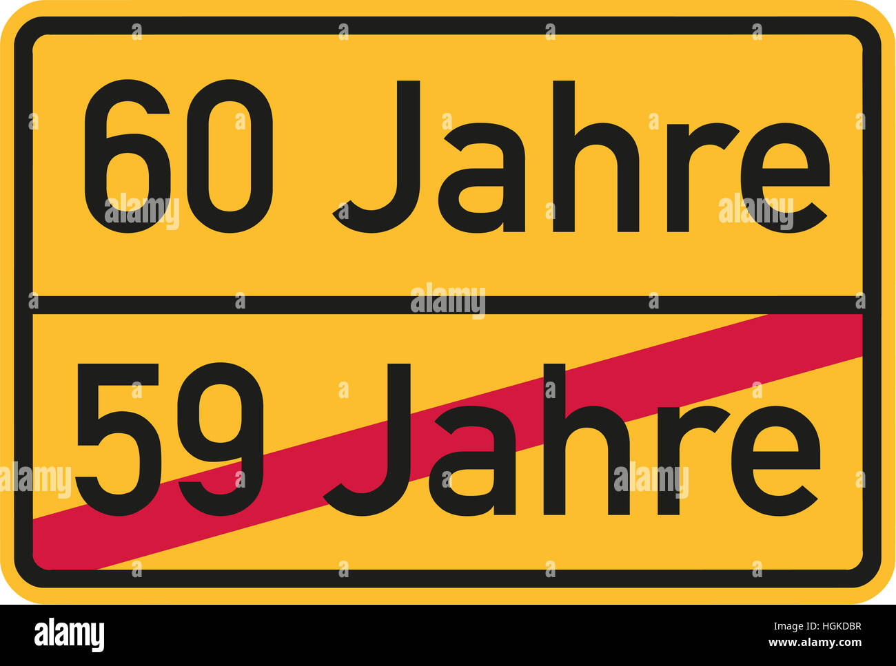 60e anniversaire - roadsign german Banque D'Images