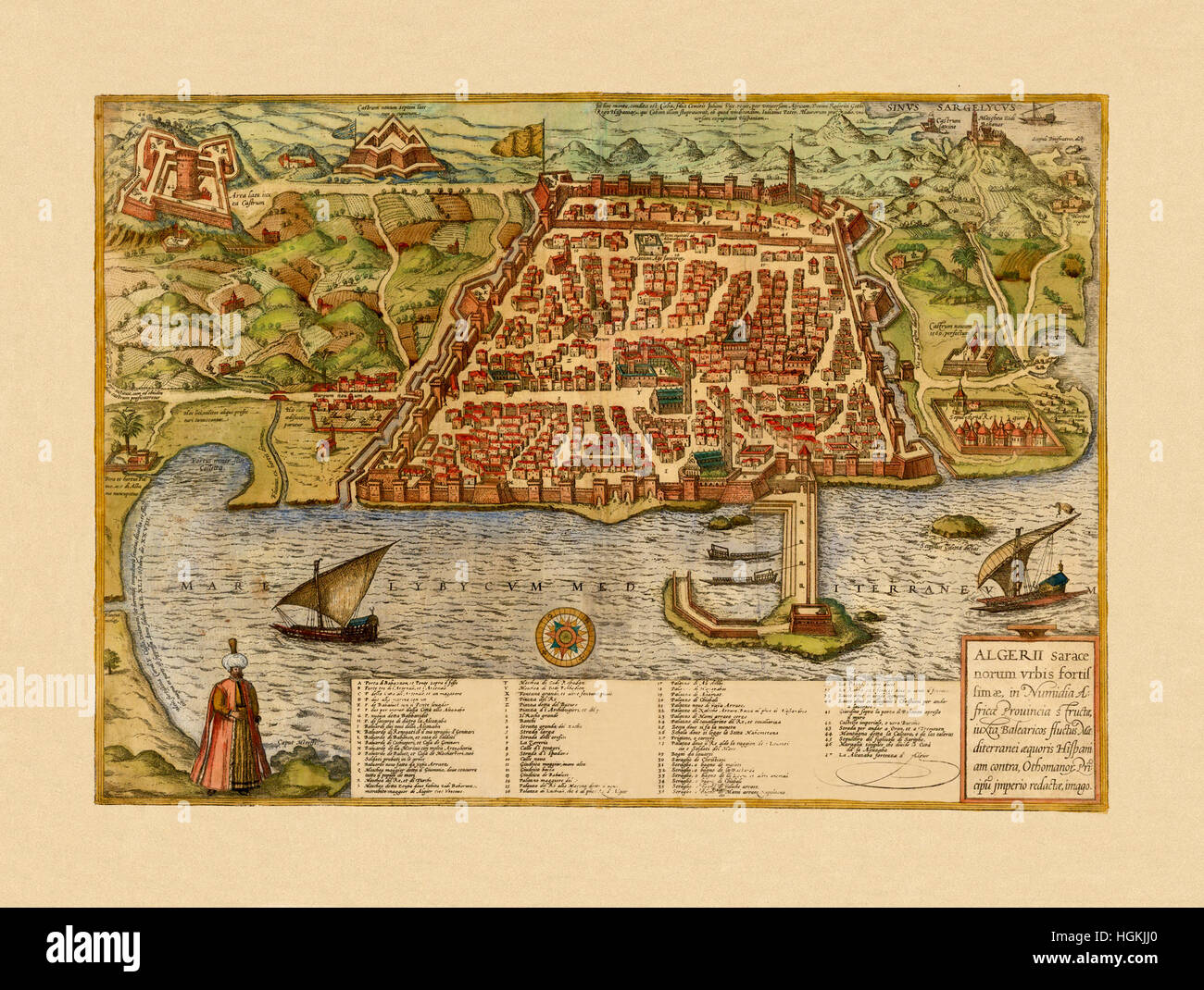 La carte d'Alger 1588 Banque D'Images