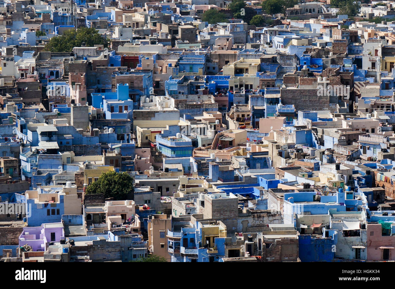 Avis de bleu maisons dans Jodphur, Inde Banque D'Images