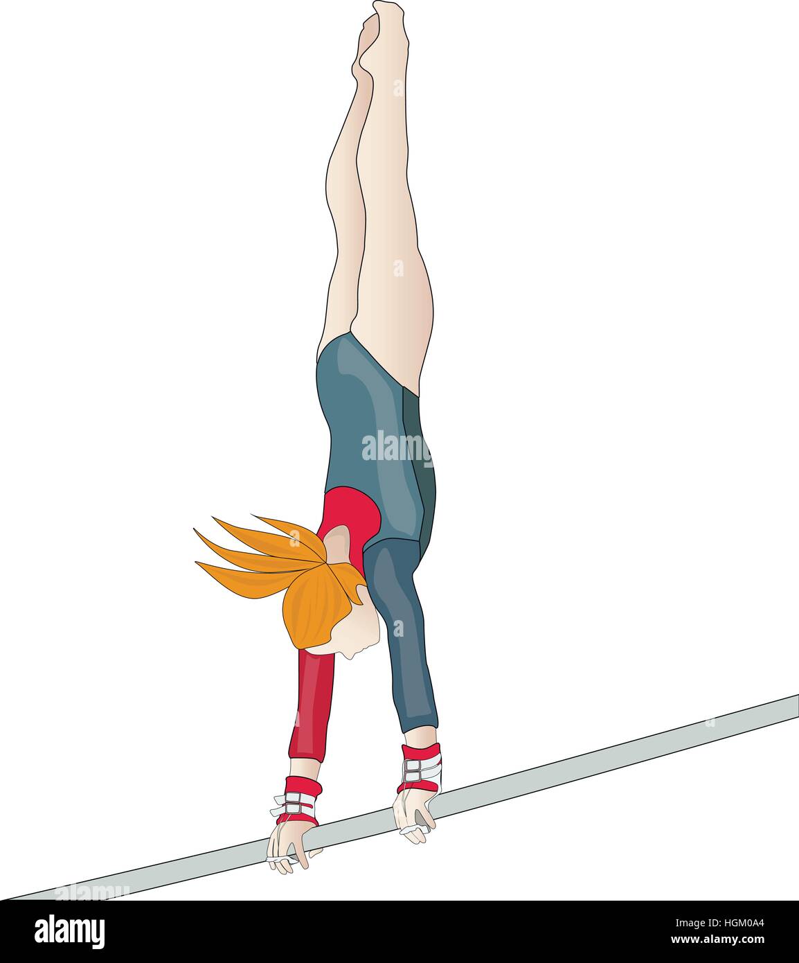 Gymnaste fille exercice sportif barre horizontale dans les compétitions de gymnastique Illustration de Vecteur