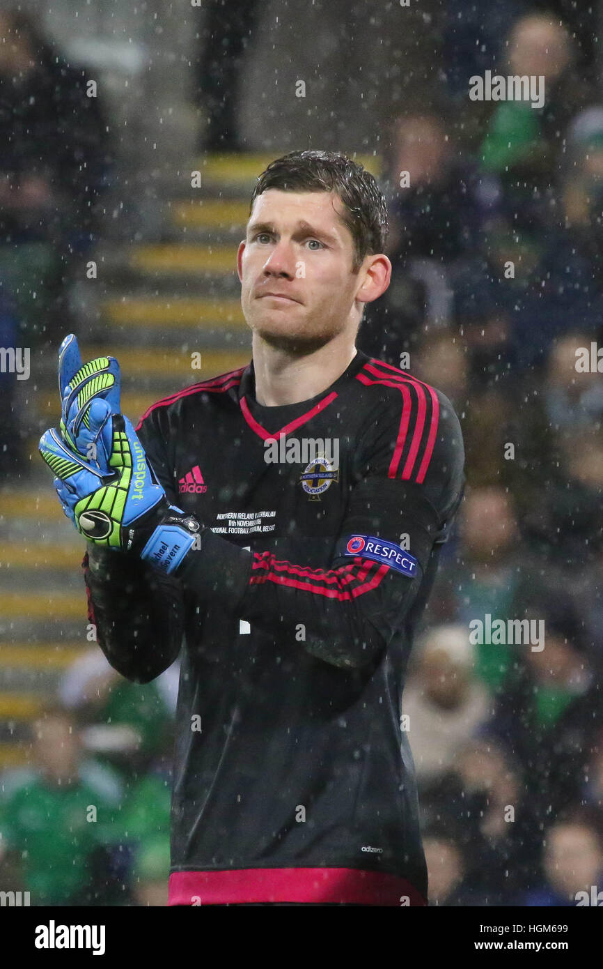 Belfast, Irlande du Nord. 11 novembre 2016. Coupe du Monde de Football - L'Irlande du Nord 4 Azerbaïdjan 0. L'Irlande du Nord Michael McGovern. Banque D'Images