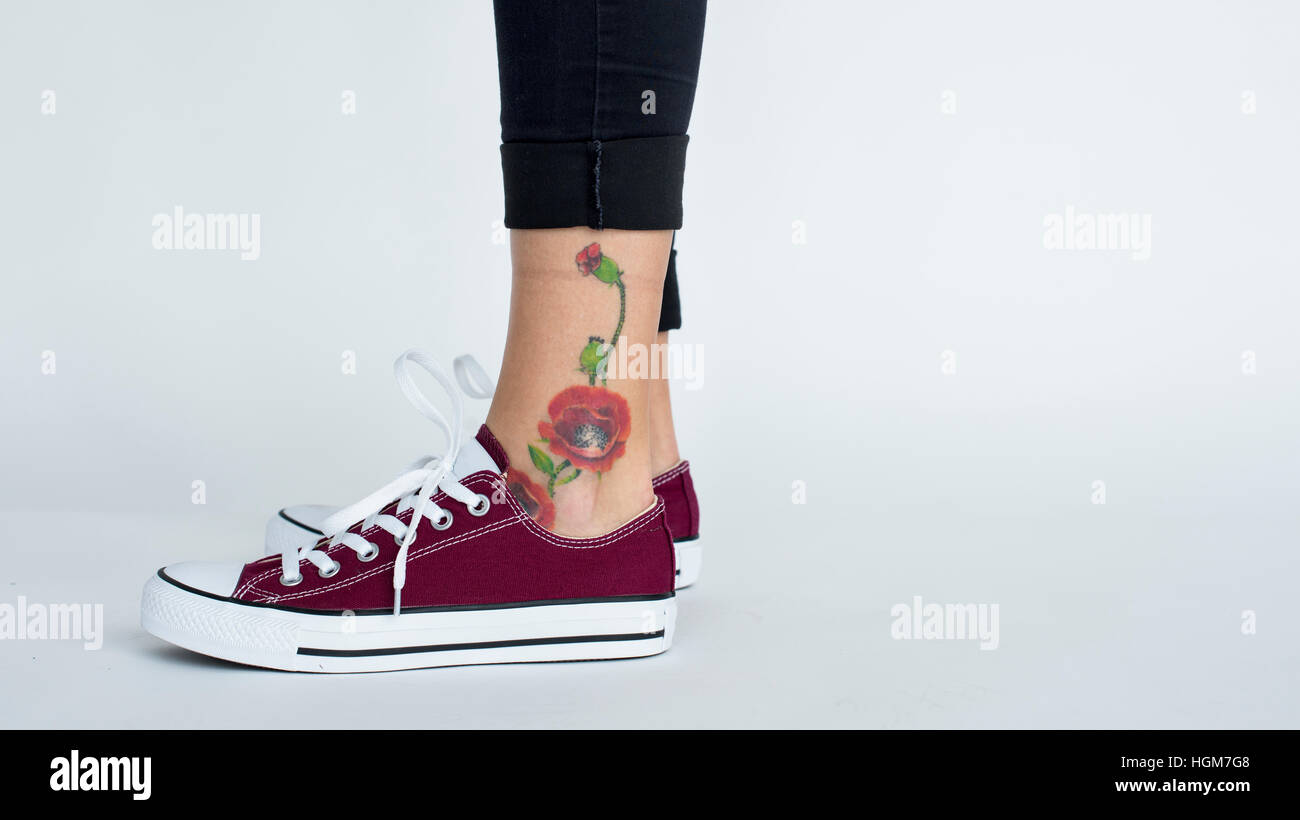 Concept Art Tatto jambe pied Banque D'Images