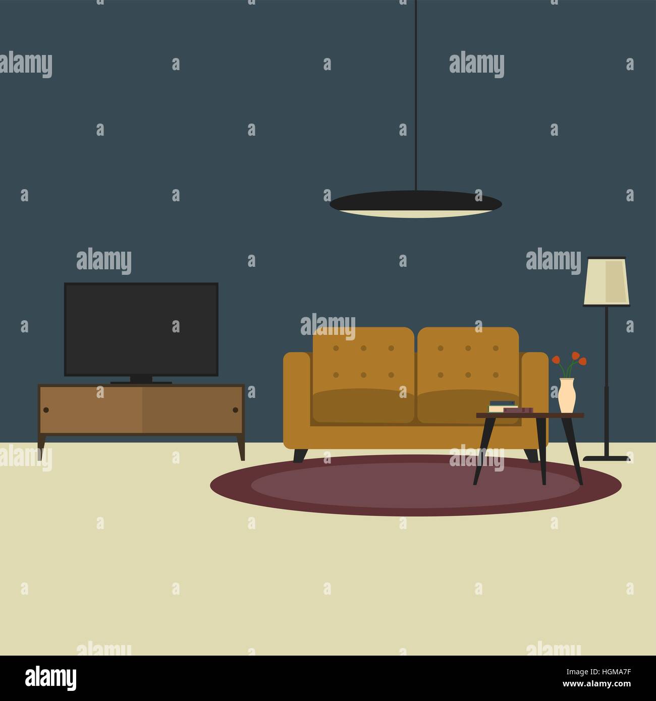 Concept de salon dans un style plat Illustration de Vecteur