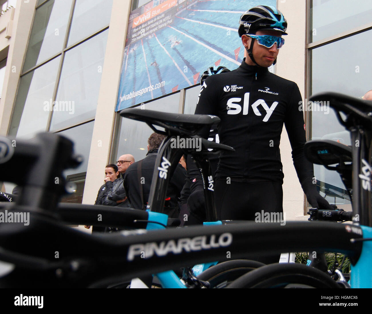 Majorque, Espagne- 10 Janvier, 2017 En préparation de la saison 2017, l'équipe Sky organise un camp d'entraînement à Alcud'a, Majorque. Les cyclistes vont à former pendant une journée des médias où la presse est invitée. Credit : Mafalda/Alamy Live News Banque D'Images
