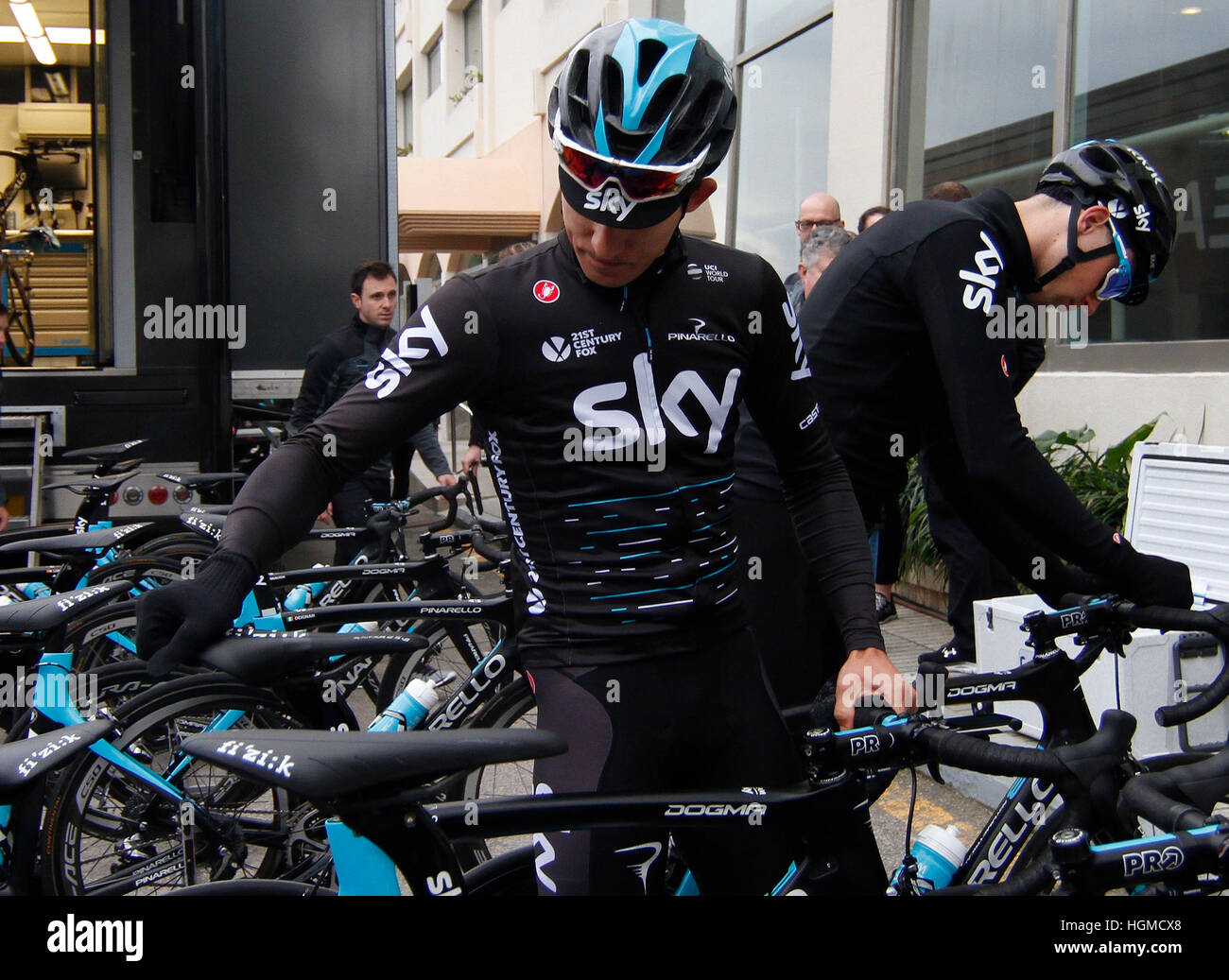 Majorque, Espagne- 10 Janvier, 2017 En préparation de la saison 2017, l'équipe Sky organise un camp d'entraînement à Alcud'a, Majorque. Les cyclistes vont à former pendant une journée des médias où la presse est invitée. Credit : Mafalda/Alamy Live News Banque D'Images