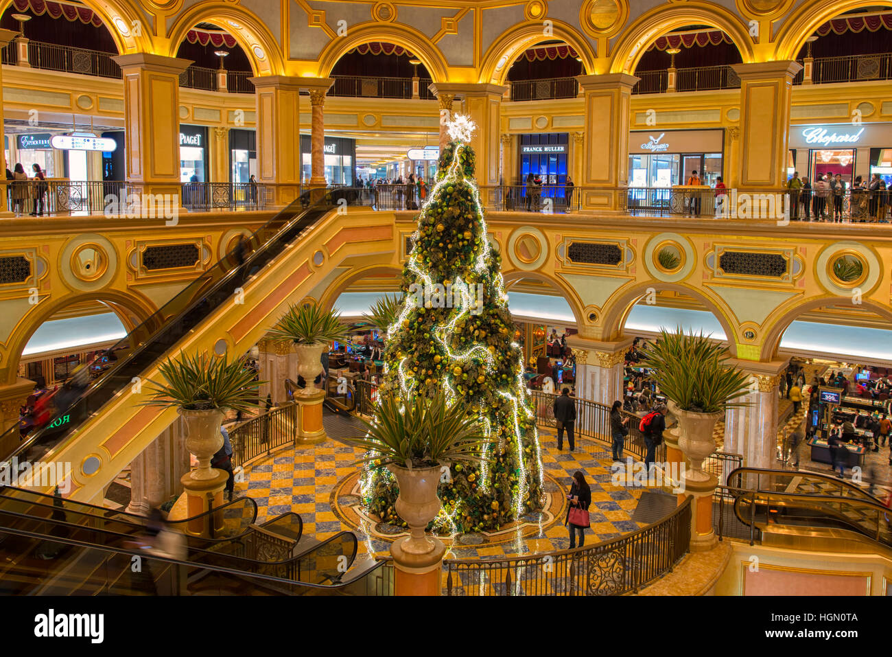 Arbre de Noël à l'hôtel Venetian Macao, Chine Banque D'Images