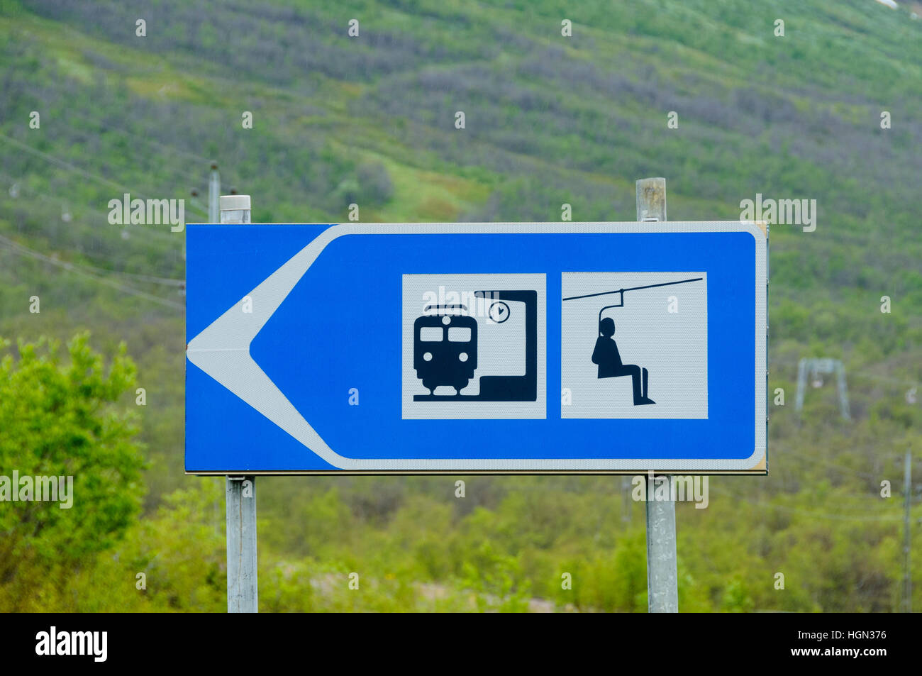 La gare et le téléski signes en Abisko National Park, la Suède, Europe Banque D'Images