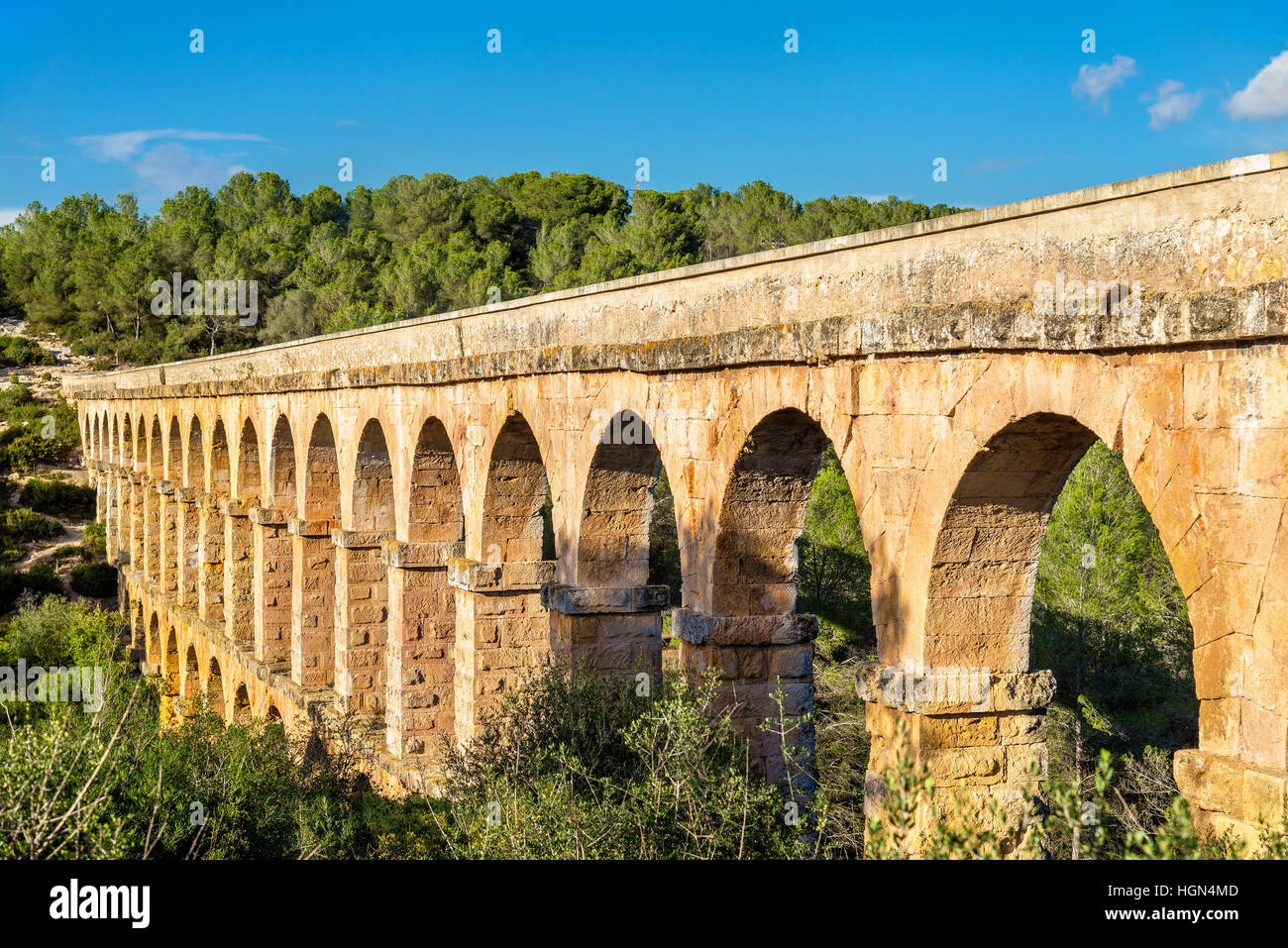 Les Aqueduc Ferreres, également connu sous le pont del Diable - Tarragone, Espagne Banque D'Images