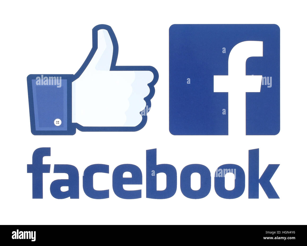 Kiev, Ukraine - 30 mai 2016 : Collection de facebook logos imprimés sur papier blanc. Facebook est un service de médias sociaux. Banque D'Images